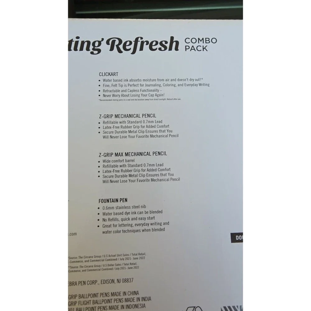 Zebra Writing Refresh Combo 26ct Pens Mildliners Highlighter Mechanical Pencils